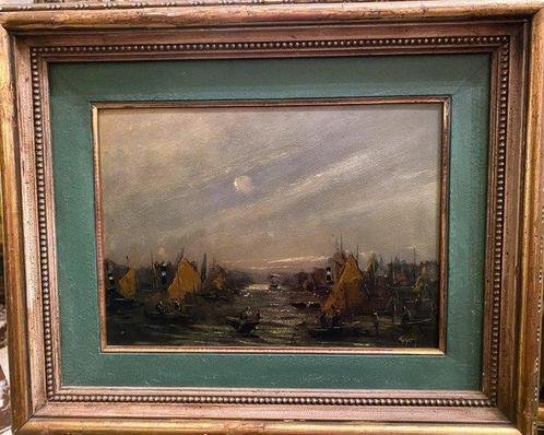 Lorenzo Gignous (1862-1958) - Notturno del Lago Maggiore, Antiek en Kunst, Kunst | Schilderijen | Klassiek