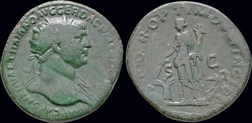 98-117ad Roman Trajan Ae dupondius Abundantia standing le..., Postzegels en Munten, Munten en Bankbiljetten | Verzamelingen, Verzenden
