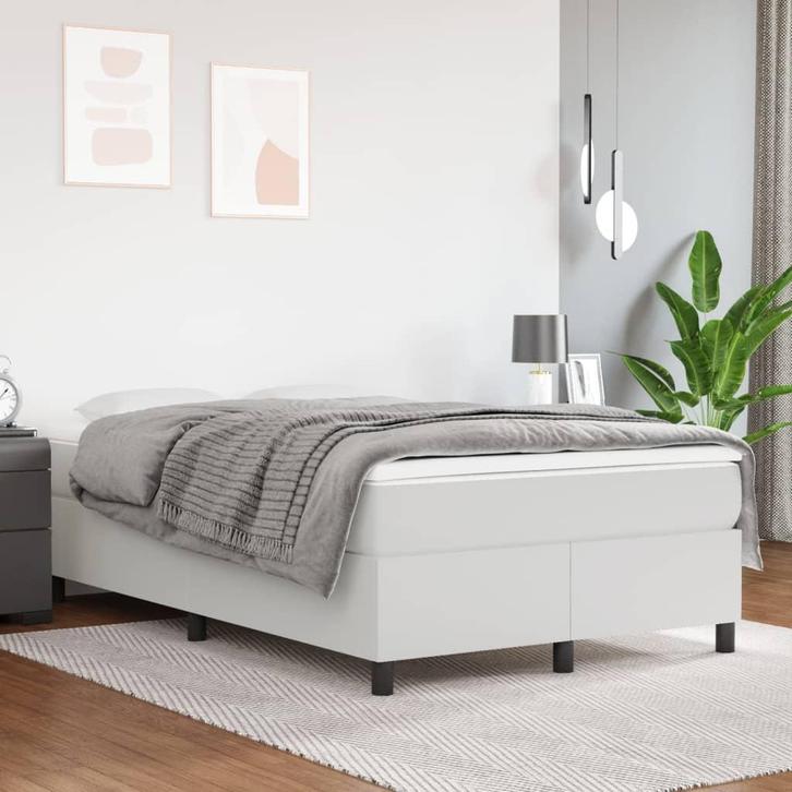 vidaXL Boxspring bed kunstleer wit 120x200 cm, Huis en Inrichting, Slaapkamer | Bedden, Nieuw, Verzenden