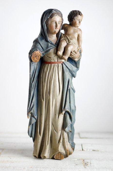 sculptuur, Vierge à l’Enfant - 47 cm - Hout - 1750, Antiek en Kunst, Kunst | Niet-Westerse kunst