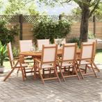vidaXL 9-delige Tuinset massief acaciahout en textileen, Tuin en Terras, Verzenden, Nieuw, Tuinset