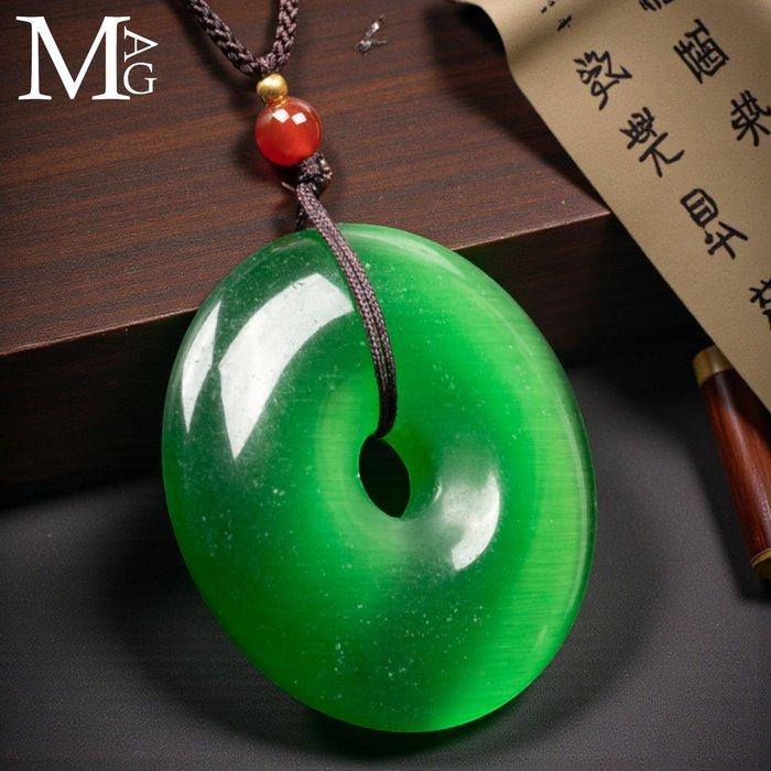 Vezeloptisch glazen donuthanger – kattenoog-effect - Amulet, Antiek en Kunst, Curiosa en Brocante