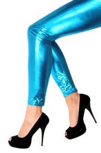 Legging Blauw Metallic XS-S Blauwe Glitter Broek Oceaanblauw, Kleding | Dames, Carnavalskleding en Feestkleding, Nieuw, Ophalen of Verzenden