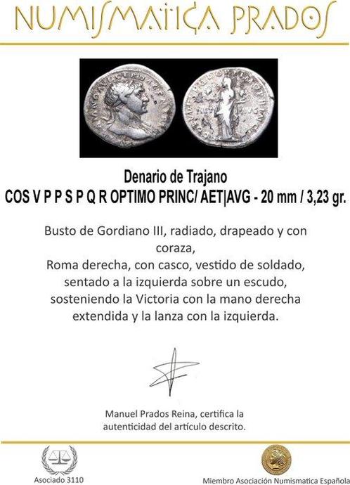 Empire romain. Trajan (98-117 apr. J.-C.). Denarius COS V P, Postzegels en Munten, Munten | Europa | Niet-Euromunten