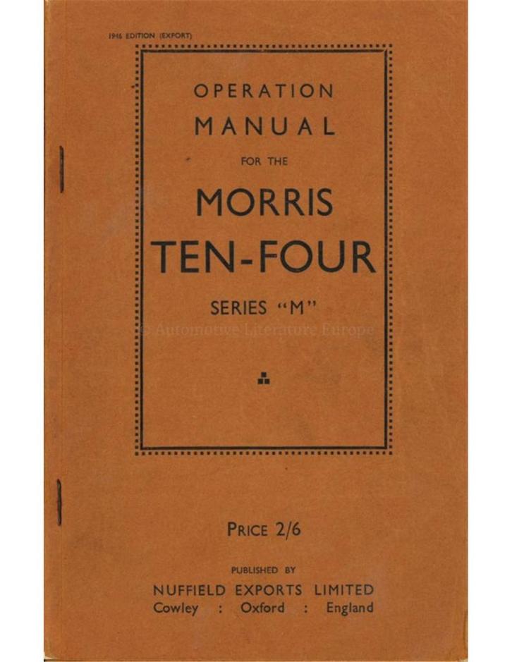 1946 MORRIS TEN-FOUR INSTRUCTIEBOEKJE ENGELS, Autos : Divers, Modes d'emploi & Notices d'utilisation