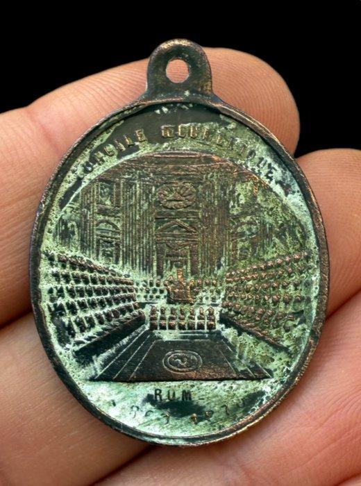 Gotische bronzen herdenkingsmedaille van Paus Pius IX ter, Antiek en Kunst, Curiosa en Brocante