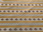Damastweefsel met gouden en crèmekleurige bloemrijke strepen, Antiek en Kunst, Antiek | Tapijten, Tafelkleden en Textiel