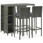 vidaXL 5-delige Tuinbarset met kussens poly rattan grijs, Tuin en Terras, Verzenden, Nieuw