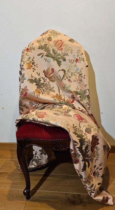 ROSE! 300x300cm!! Stof San Leucio bloemenpatroon in roze en, Antiek en Kunst, Antiek | Tapijten, Tafelkleden en Textiel