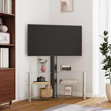 vidaXL Tv-standaard hoek 3-laags voor 32-70 inch zwart en, Verzenden, Nieuw