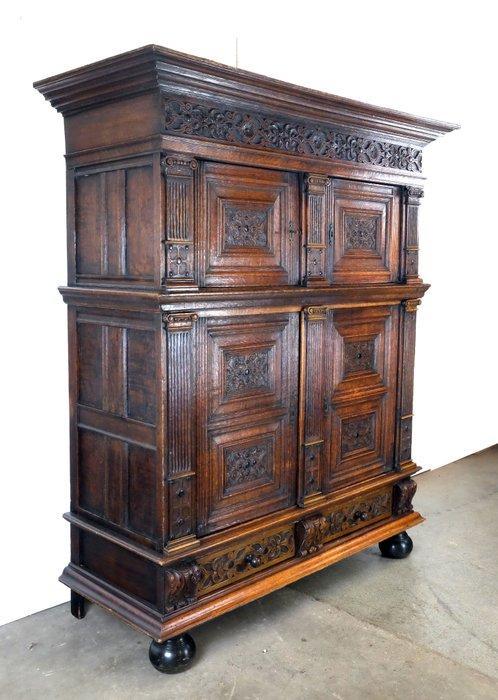 Kast - Pilasterkast - eiken en ebbenhout, Antiek en Kunst, Antiek | Overige Antiek