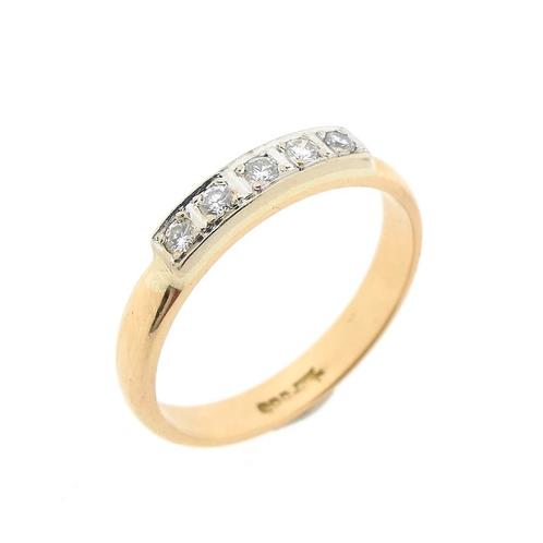 Gouden rijring met diamanten | 0,20 ct., Handtassen en Accessoires, Ringen, Dame, Met edelsteen, Overige kleuren, 20 of groter