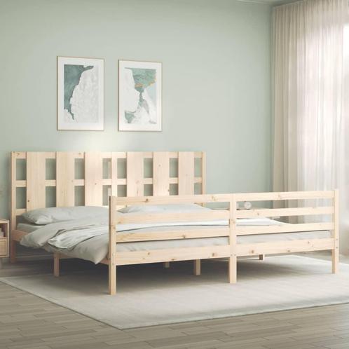 vidaXL Bedframe met hoofdbord massief hout 200x200 cm, Huis en Inrichting, Slaapkamer | Bedden, Nieuw, Verzenden