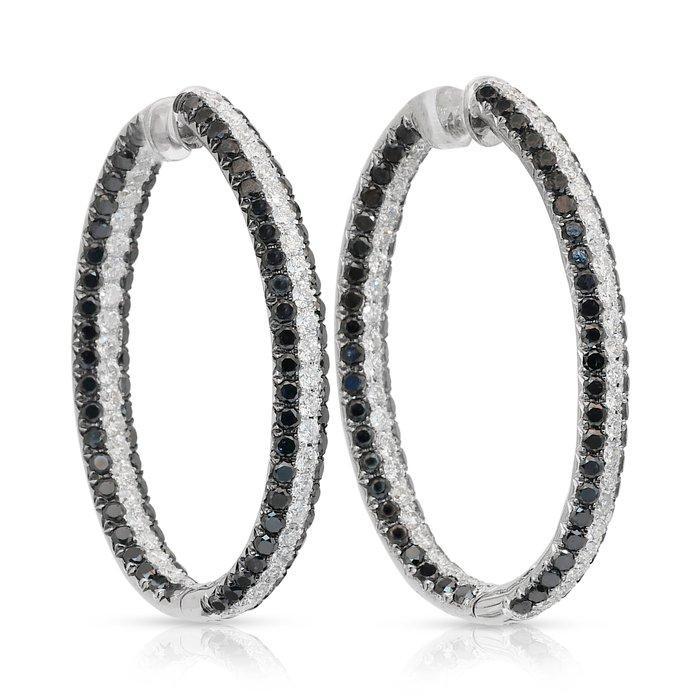 Oorbellen - 18 karaat Witgoud - 9.06ct. tw. Zwart Diamant, Handtassen en Accessoires, Oorbellen