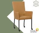 Leren eetkamerstoel Deal met armleuning - Toledo Camel, Huis en Inrichting, Stoelen, Bruin, Nieuw, Leer, Ophalen of Verzenden