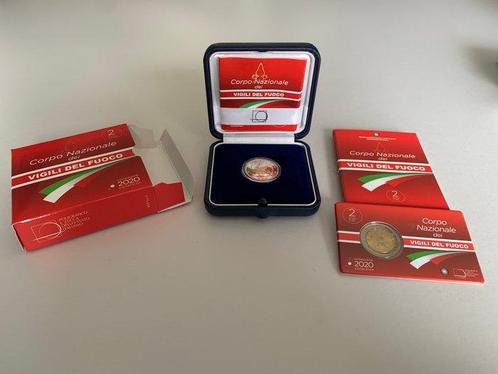 Italië. 2 Euro 2020 Vigili del Fuoco (2 stuks) Proof + BU, Postzegels en Munten, Munten | Europa | Euromunten