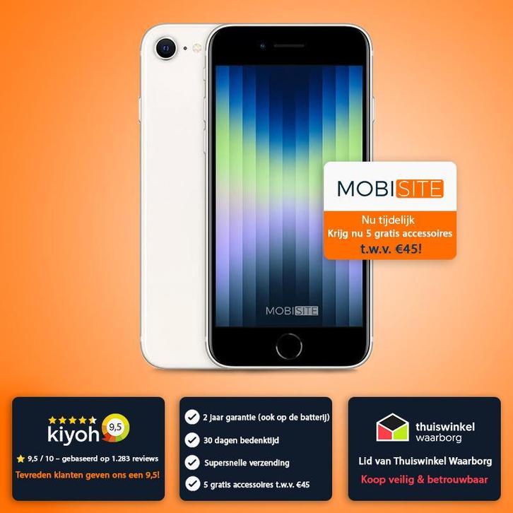 iPhone SE 2022 128 GB - 4 Gratis Accessoires – Accu tot 100%, Telecommunicatie, Mobiele telefoons | Apple iPhone, Zo goed als nieuw