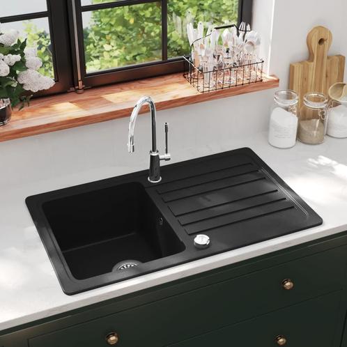 vidaXL Gootsteen graniet enkele spoelbak met afvoer, Huis en Inrichting, Keuken | Keukenelementen, Nieuw, Verzenden