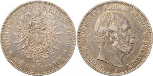 Duitsland 5 Mark Wilhelm I Preussen Pruisen 1876 A fast v..., Postzegels en Munten, Munten | Europa | Niet-Euromunten, België