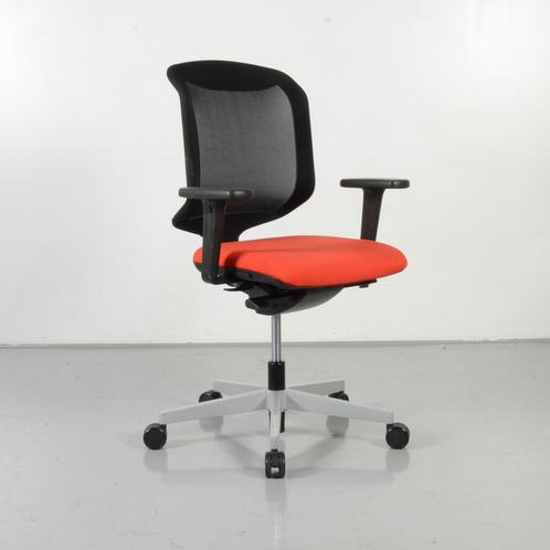 Giroflex 434 bureaustoel, rood / zwart mesh, 2D armleggers, Maison & Meubles, Chaises de bureau, Enlèvement ou Envoi