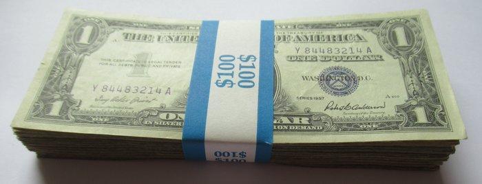Verenigde Staten van Amerika. - 100 x 1 Dollar - 1957 /, Postzegels en Munten, Bankbiljetten | Europa | Niet-Eurobiljetten
