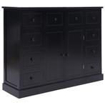 vidaXL Buffet avec 10 tiroirs Noir 113x30x79 cm Bois, Maison & Meubles, Verzenden, Neuf