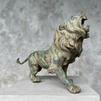 Figuur - NO RESERVE PRICE - Roaring Lion Sculpture - Brons, Antiquités & Art