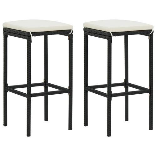 vidaXL Tabourets de bar avec coussins lot de 2 noir, Maison & Meubles, Tabourets de bar, Neuf, Envoi