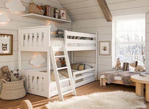 Stapelbed met Ladder Kas - 2-persoons - 90 x 200 - Wit, Kinderen en Baby's, Kinderkamer | Stapelbedden en Hoogslapers, Stapelbed