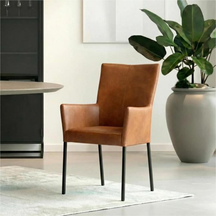 Leren eetkamerstoel Daily met armleuning - Granada Savannah, Maison & Meubles, Chaises, Enlèvement ou Envoi