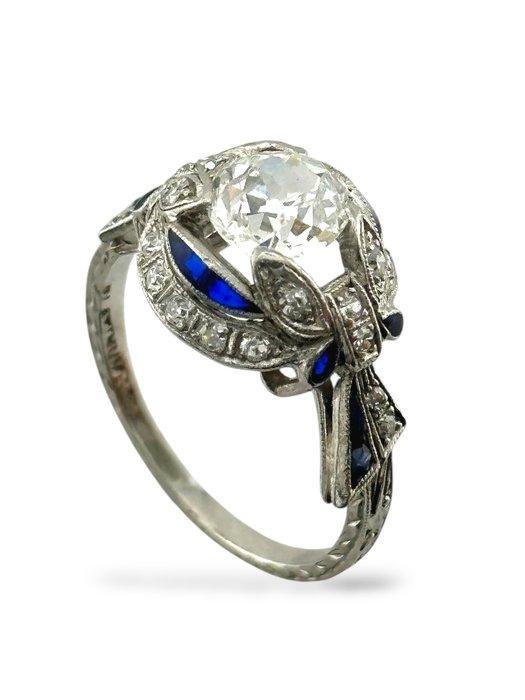 Ring Platina, Art Deco Platinum Ring met grote 1-karaat, Handtassen en Accessoires, Ringen