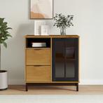 vidaXL Dressoir met glazen deuren FLAM 80x40x80 cm massief, Huis en Inrichting, Kasten | Dressoirs, Verzenden, Nieuw
