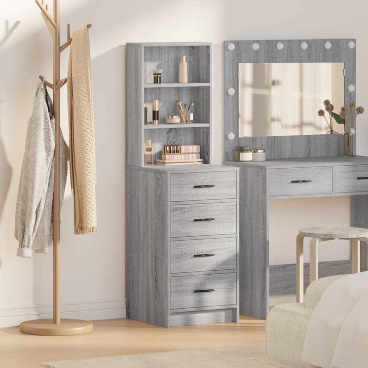 vidaXL Highboard met lade Grijs sonoma 40 x 41 x 135 cm, Huis en Inrichting, Kasten | Dressoirs, Nieuw, Verzenden