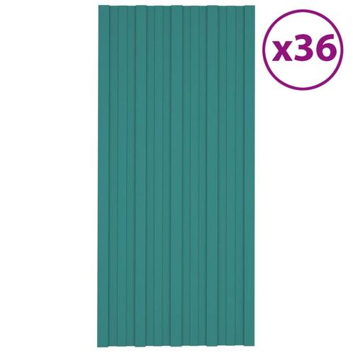 vidaXL Dakpanelen 36 st 100x45 cm gegalvaniseerd staal groen, Doe-het-zelf en Bouw, Dakpannen en Dakbedekking, Nieuw, Verzenden