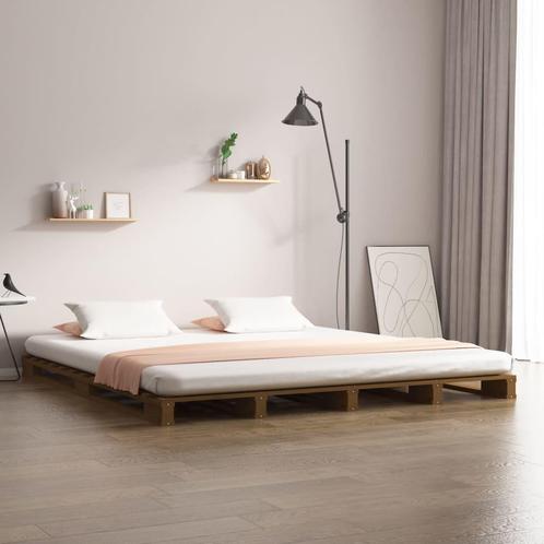 vidaXL Lit de palette marron miel 120x200 cm bois de pin, Maison & Meubles, Chambre à coucher | Lits, Neuf, Envoi