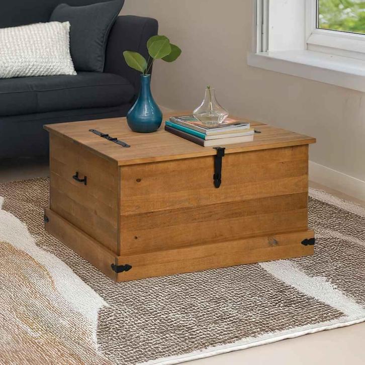 vidaXL Opbergkist HALDEN 91x91x47 cm massief grenenhout, Huis en Inrichting, Kasten | Overige, Nieuw, Verzenden