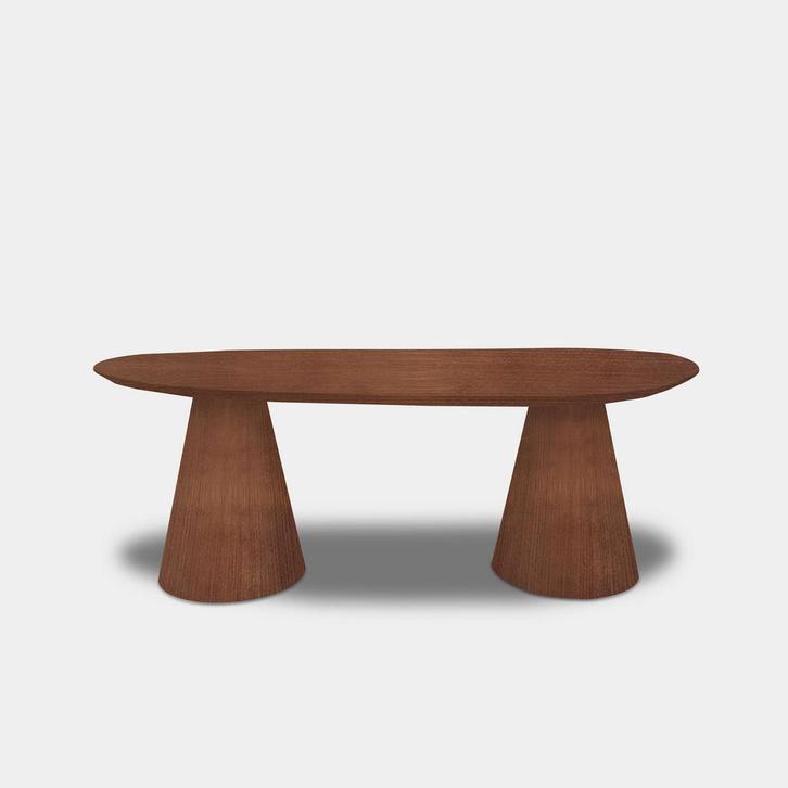 Tafel organisch eikenhout  Set Kegelpoot  300x125, Huis en Inrichting, Tafels | Eettafels
