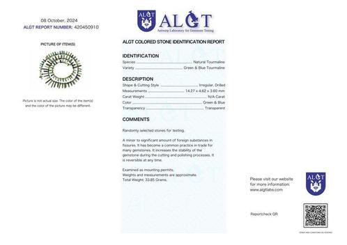 ALGT Gecertificeerd - Exclusieve Toermalijn Ketting - Elke, Verzamelen, Mineralen en Fossielen