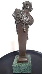 sculptuur, Buste van een Faun - 30 cm - Brons, Marmer, Antiek en Kunst