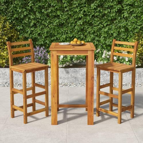 vidaXL 3-delige Tuinbarset massief acaciahout, Tuin en Terras, Tuinsets en Loungesets, Nieuw, Verzenden