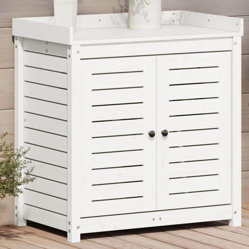 vidaXL Oppottafel met schappen 82,5x50x86,5 cm massief, Tuin en Terras, Bloembakken en Plantenbakken, Nieuw, Verzenden