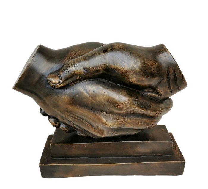 Beeldje, The handshake - 26 cm - Brons, Antiek en Kunst, Curiosa en Brocante
