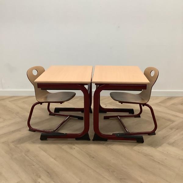 complete school set Galvanitas 7 stuks tafels + stoelen, Huis en Inrichting, Stoelen, Gebruikt, Vijf, Zes of meer stoelen, Hout