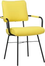 Felgele leren industriële design eetkamerstoel - Hermes Leer, Huis en Inrichting, Stoelen, Overige kleuren, Nieuw, Ophalen of Verzenden