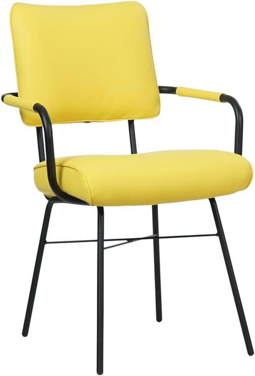 Felgele leren industriële design eetkamerstoel - Hermes Leer, Huis en Inrichting, Stoelen, Overige kleuren, Eén, Nieuw, Leer, Ophalen of Verzenden