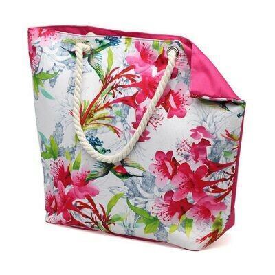 Beach Bag 55.5 x 39 cm Pink Flowers 44 x 37 x 11 cm., Handtassen en Accessoires, Tassen | Damestassen, Overige typen, Overige kleuren