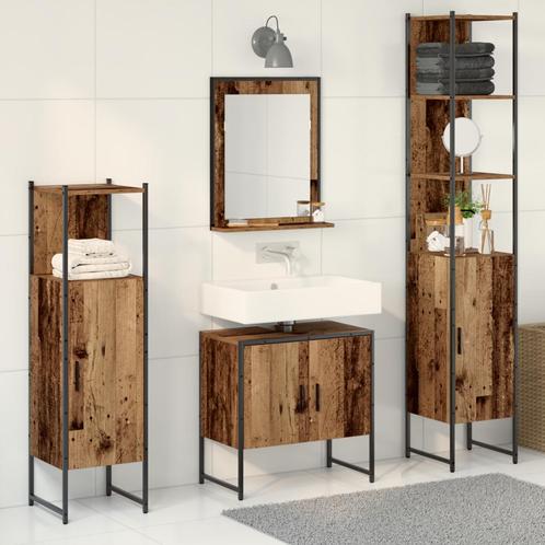 vidaXL 4-delige badkamermeubelset Verweerd Hout, Huis en Inrichting, Badkamer | Badkamermeubels, Nieuw, Verzenden