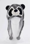Wasbeer muts flappen oortjes grijs raccoon flapmuts bontmuts