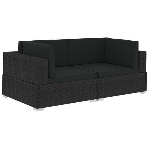 Hoekbank Set Rattan Zwart - Tweede Kansje - Tuinmeubelen!, Huis en Inrichting, Zetels | Zetels, Nieuw, Verzenden