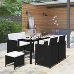 vidaXL 6-delige Tuinset met kussens poly rattan zwart, Tuin en Terras, Verzenden, Nieuw, Tuinset